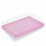 купить Коробка под муссовые пирожные с пластиковой крышкой 260*170*60 мм (6) (розовая матовая)  в интернет-магазине